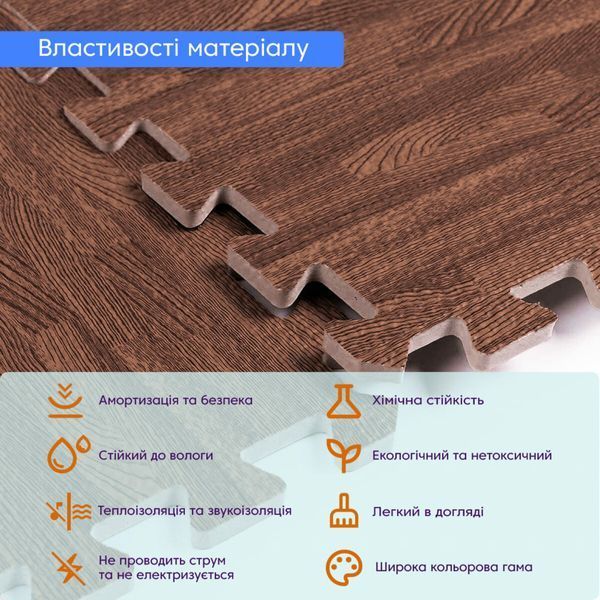 Підлога пазл - модульне підлогове покриття 600x600x10мм Коричневе дерево (МР6) SW-00000204 SW-00000204 фото